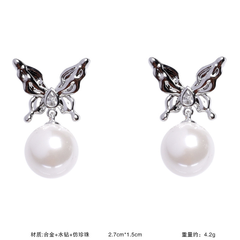 S925銀真珠の花のピアスの女性の贅沢な高級感があります。|undefined