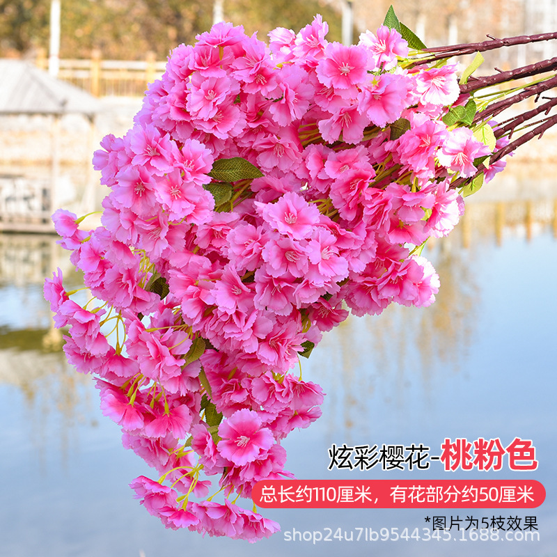 Simulación de flores de cereza flores de melocotón flores de pera flores de ciruela flores de bodas flores falsas vid decoración jardín balcón red de manglares paisaje de pared