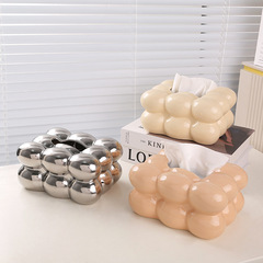 Creative and Fun Electroplated Cotton Candy Ceramic Tissue Box for Living Room, Study Room, Office, Coffee Table, Home Decor