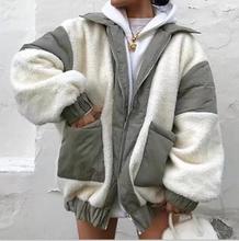 羊羔毛棉衣女中長款2021冬裝新款寬松加厚拼接大口袋小棉服外套棉