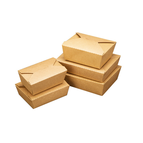 Disposable Kraft Paper Lunch Box Salad Box Rectangular Fried Chicken Box Carton Catering Takeaway Packing Box Light Food Box