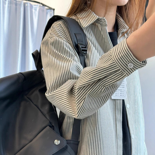 Vintage Striped Long-Sleeve Shirt for Men, Spring and Autumn Season High-Quality Shirt, Unisex Version Casual Loose Cardigan Jacket Trendy