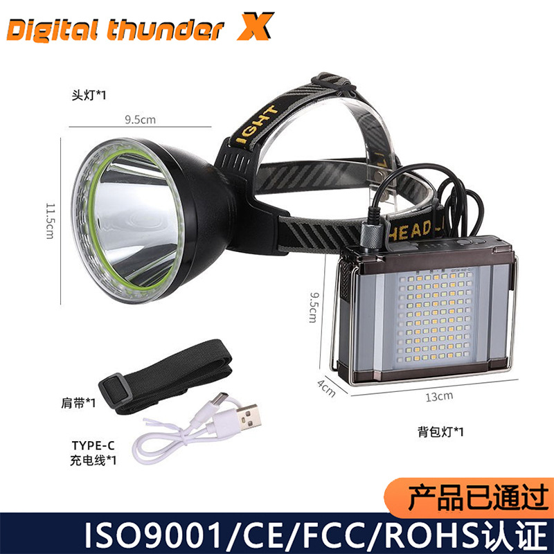 Luz intensa linterna de carga ultra brillante radiante al aire libre de alta potencia patrulla de emergencia iluminación doméstica luz portátil