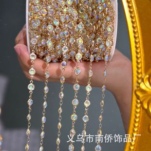 DIY Chain AB Gradient Color 6MM Crystal Chain Hand-made Antique Hair Accessories Tassel Chain Necklace Clothing Accessories