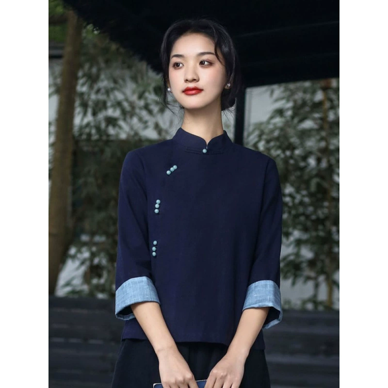 Новый китайский чайный костюм в стиле дзен из хлопка и льна для женщин, весна-осень 2025, новый костюм дзен, рабочая одежда для чайного художника, костюм для неспециалистов