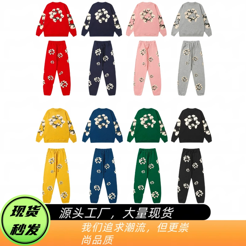 Новый трансграничный denim tears новый капок круглый воротник свитера костюм для пар пены принт