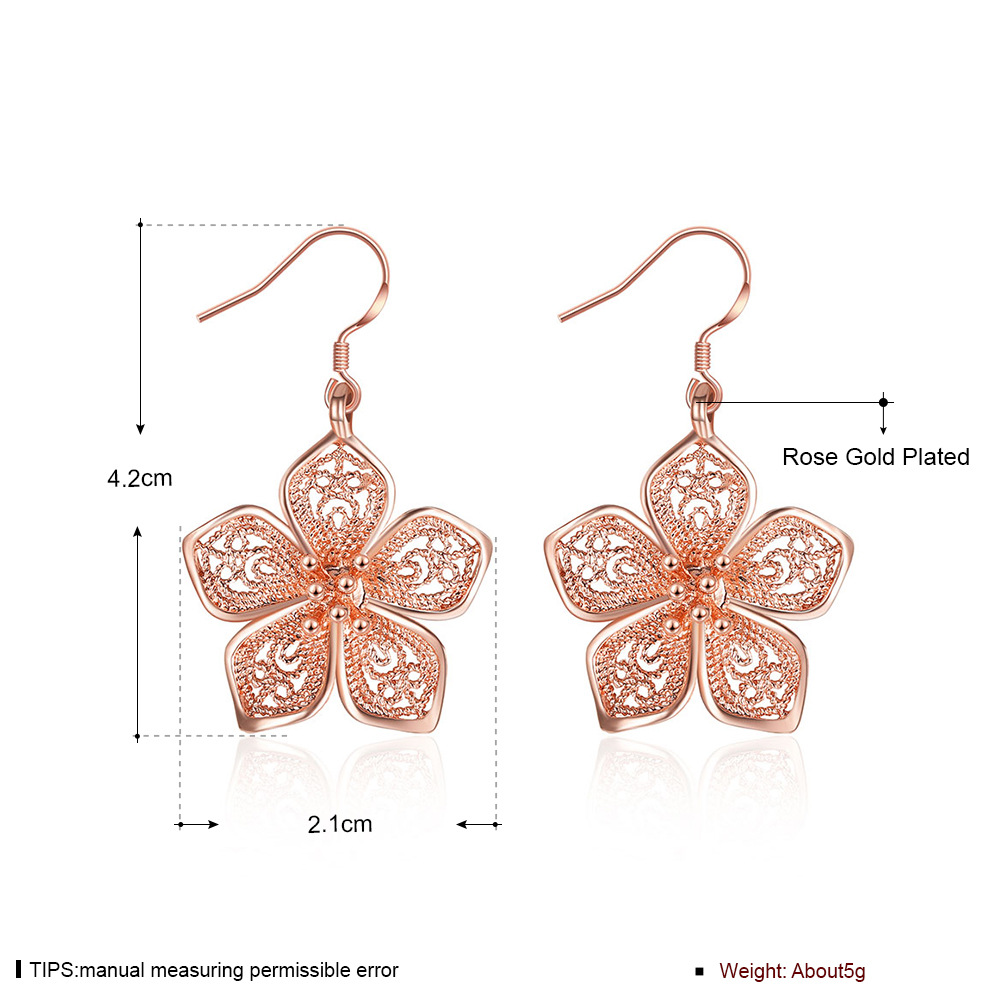 Retro Petal Copper Plating Drop Earrings 1 Pair