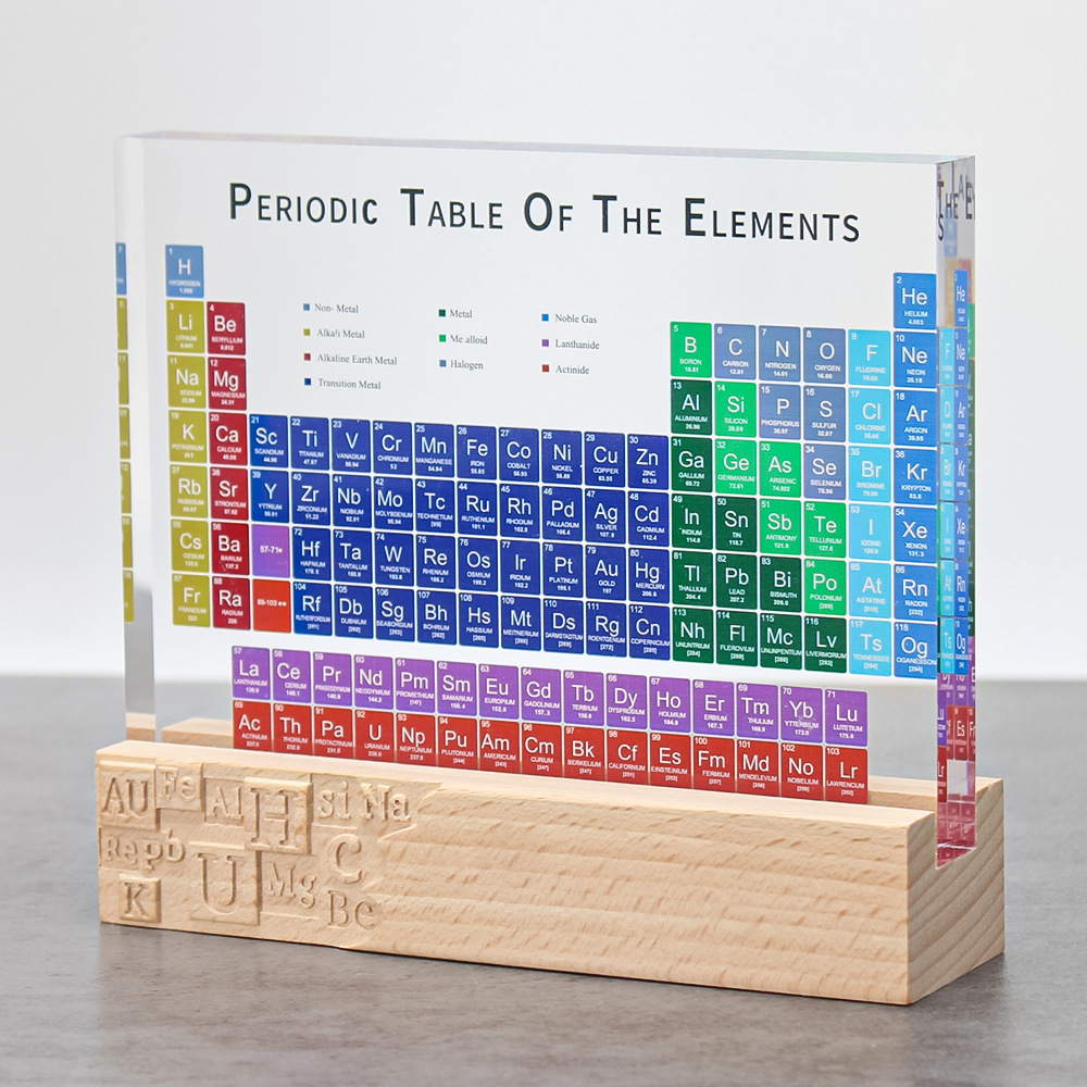 컬러 레터링 디자인 + 화학 엠보싱 수입 너도밤나무 받침대 (조명 없음)