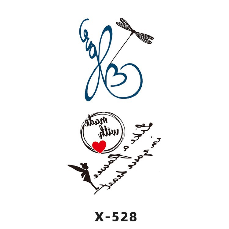 Arco de flor pequeña pegatinas de tatuaje fresco 3D dibujos animados transfronterizo Henna rosa impermeable texto en inglés pegatinas de tatuaje