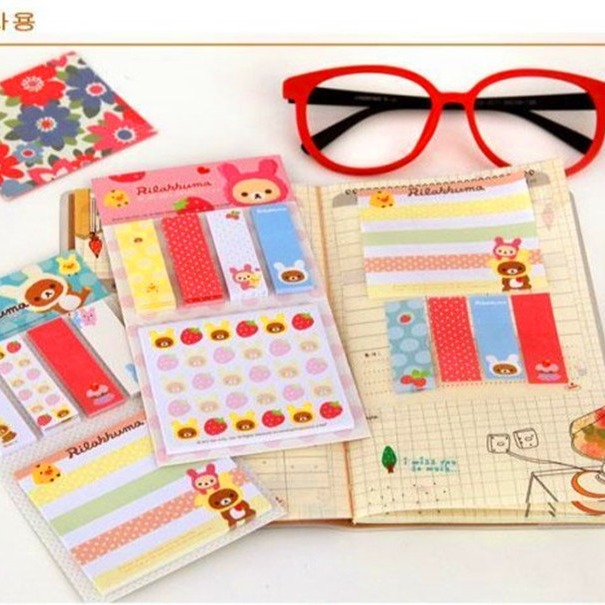 Corea del Sur papelería fresca y Linda historieta fácil oso cuaderno. Nota adhesiva nota papel desgarrable combinación N veces pegatinas