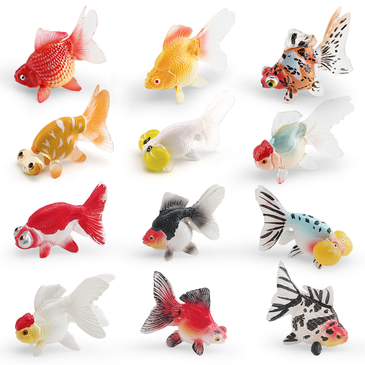 Simulación transfronteriza de peces ornamentales modelo de peces dorados grulla roja lipa pez dorado koi cinco flores dragón ojo pez decoración juguetes