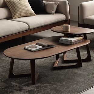 Designer Solid Wood Coffee Table Light Luxury Modern Simple Style Home Living Room Nordic Minimalist High and Low Combination Alias