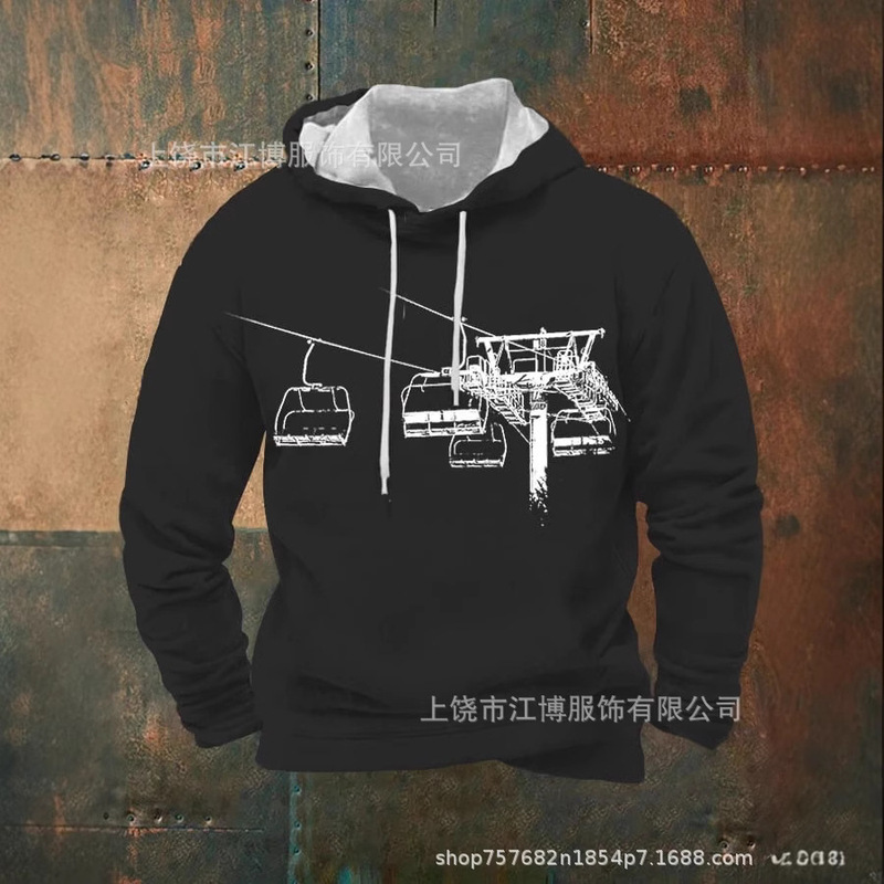 Cross-Border Export Direct Sales European and American 3D Digital Printing Men's Round Neck Sweatshirt Snow Men's and Women's Long-Sleeved Shirts