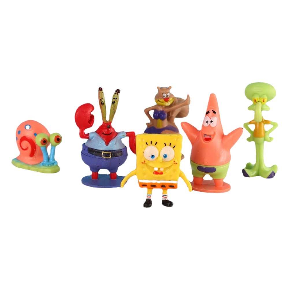 Decoración para Pecera, Estilo de Dibujos Animados, Bob Esponja, Versión Q, Juego de 6 Piezas, Juego de 8 Piezas, Patricio Estrella, Sr. Krabs, Adornos para Pastel
