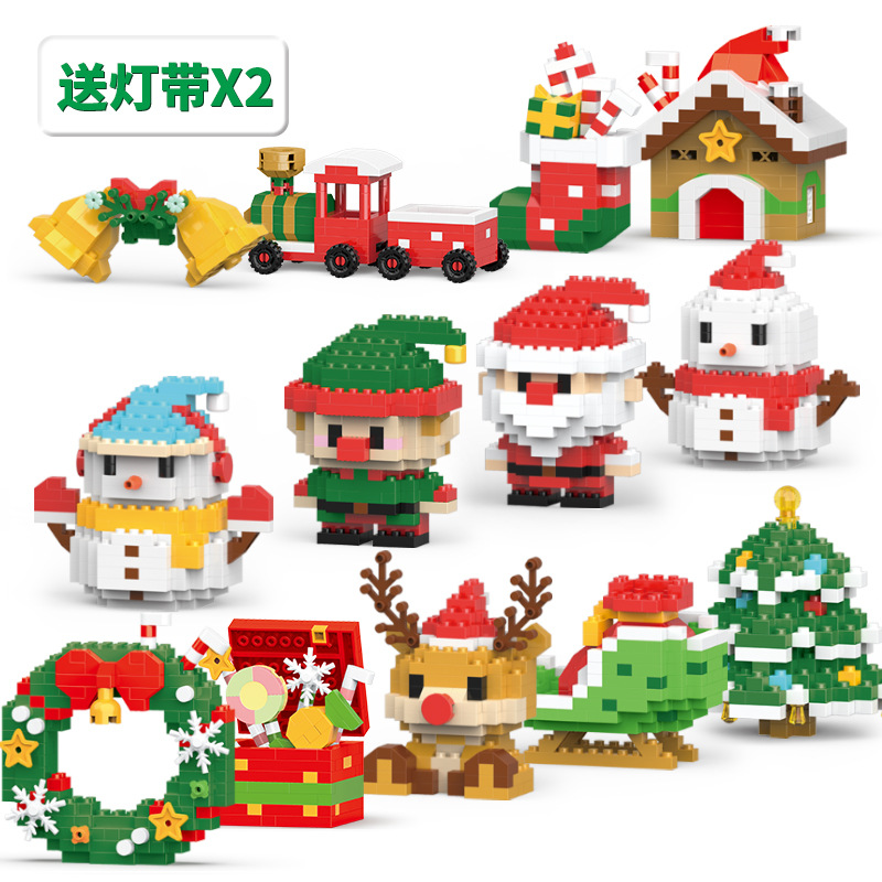 Ventas transfronterizas compatibles bloques de construcción pequeñas partículas ensamblaje muñeco de nieve Navidad alce regalos de Navidad juguetes para niños al por mayor