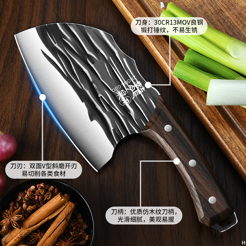 Cuchillo de cocina Longquan forjado a mano herramientas de corte de corte de huesos de cocina de acero inoxidable