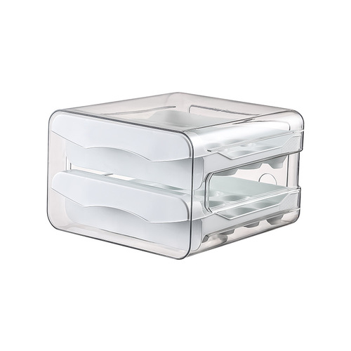 Household refrigerator egg storage box, transparent thickened egg storage box, double layer stackable kitchen egg box