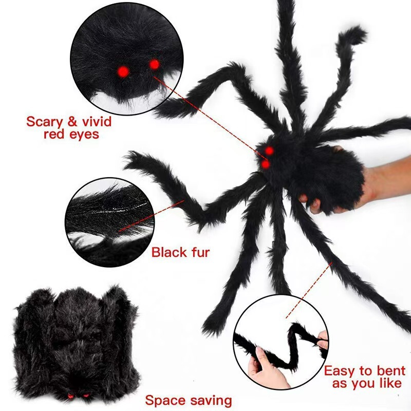 Halloween Decorations Spider Web Spider Silk Cotton Real Big Spider Bar Scene Layout Props Cross-Border Hot Sale Halloween Decorations Spider Web Spider Silk Cotton Real Big Spider Bar Scene Layout Props Cross-Border Hot Sale