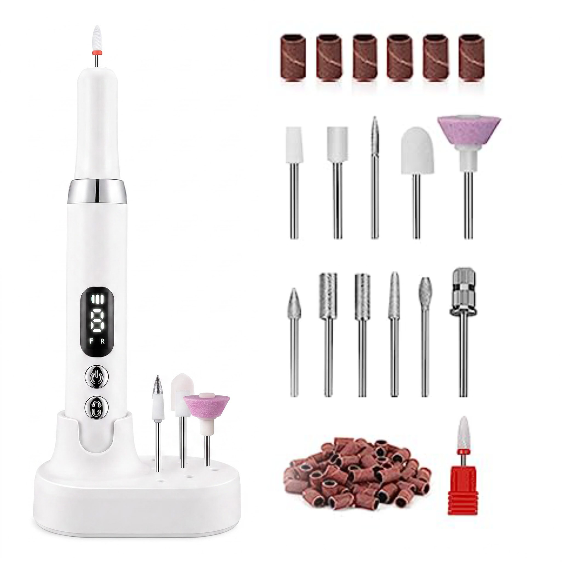 Electric nail polisher, portable rechargeable nail remover, home-use cuticle remover and nail file, multi-functional nail care tool