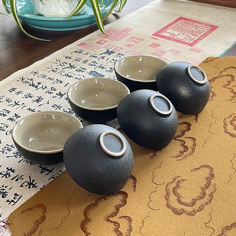 검은 도자기 작은 라운드 컵 6 팩