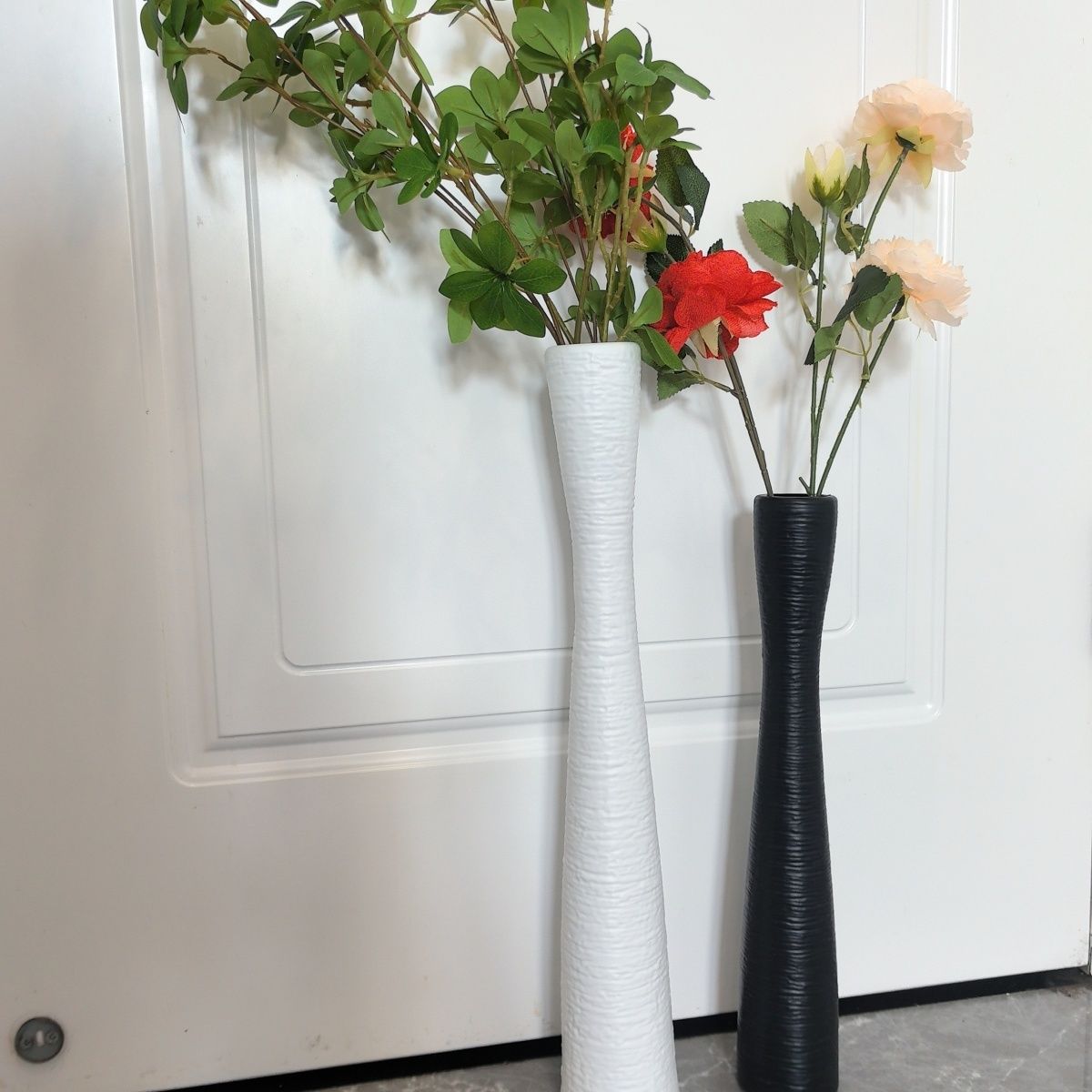 Nordic Long Slender Imitation Ceramic Vase Flower Arrangement White Tv Cabinet Open Grid Entrance Cabinet Decorative Ornaments