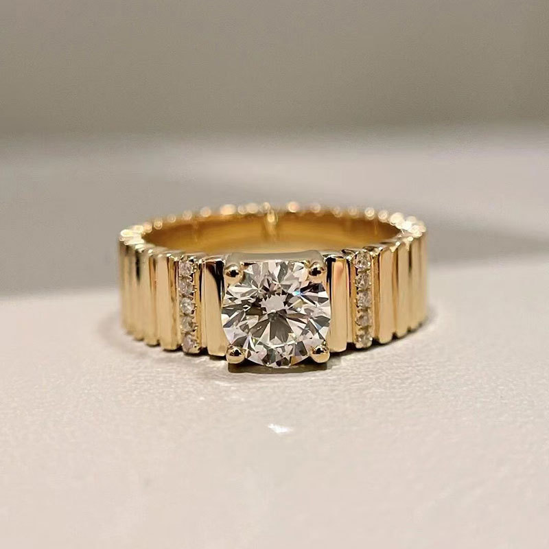 18K Gold 1 Carat Lab-Grown Diamond Ring for Women, Minimalist Unisex Style Diamond Ring, Custom 14K Gold Au585 Ring, Export