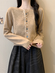 短款针织开衫女早秋miu系毛衣外套美拉德琥珀流光风韩系穿搭上衣
