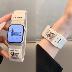 Apple watch S10 ストラップ刺繍落書き applewatchS9 ダックスフント子犬磁気バックル iwatch8 に適しています。
