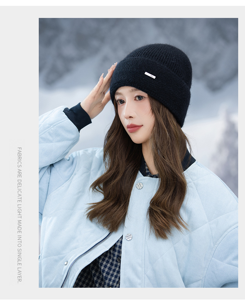 Japanse stijl voor vrouwen, herfst en winter, veelzijdige, dikke, warme, koudebestendige gebreide muts, afslankend voor het gezicht en de oren_voghion.com