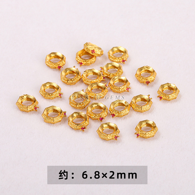 24K gold plated zircon eight-sided spacer beads