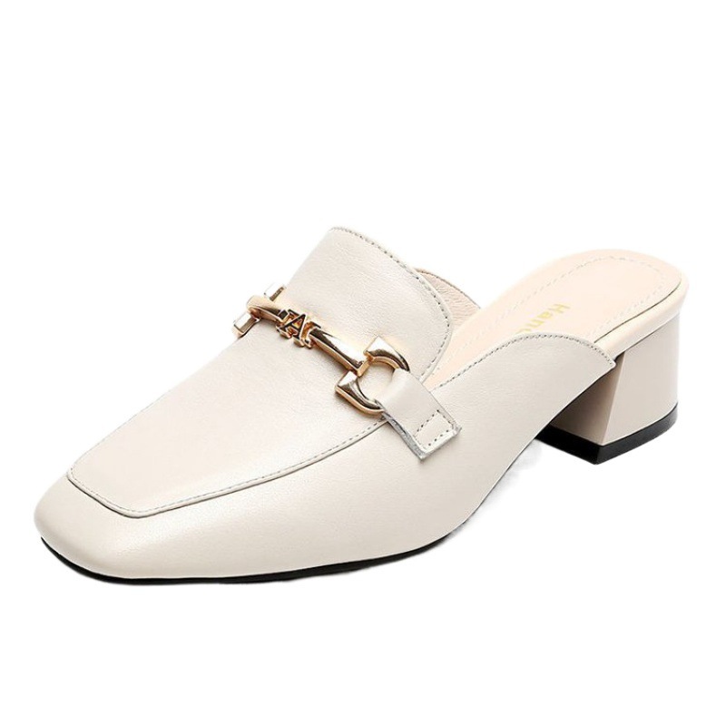 Moda de comercio exterior zapatillas de raíz cuadrada de moda universal de mujer ligera un pedazo de ropa de moda de fotos de película explosiva negro image 6
