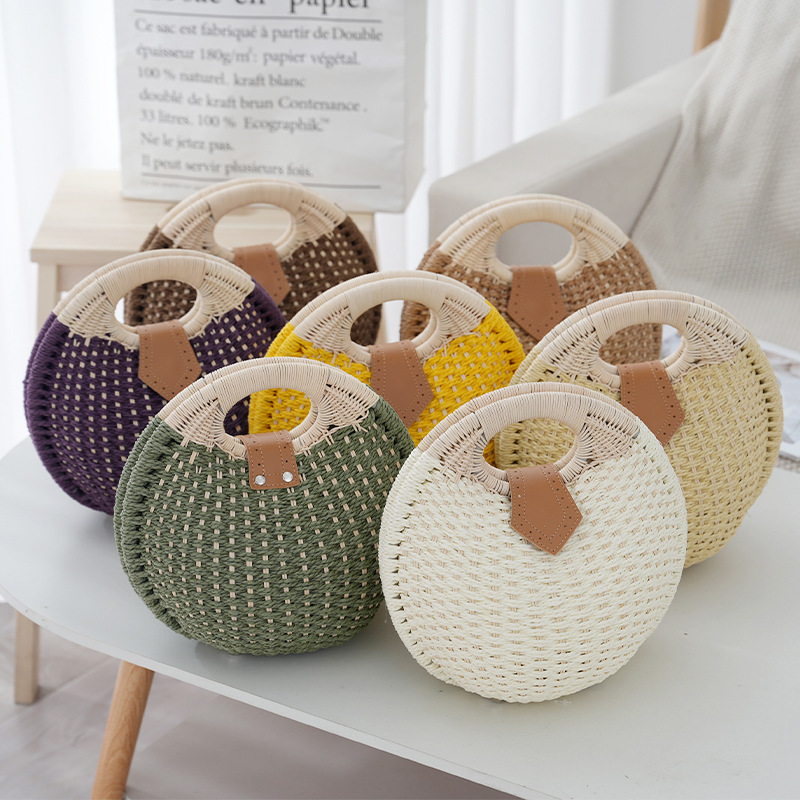 Summer Simple Portable Cross-border Women's Bag Handmade Rattan Beach Straw Bag All-match Fashion Woven Bag Casual Bag