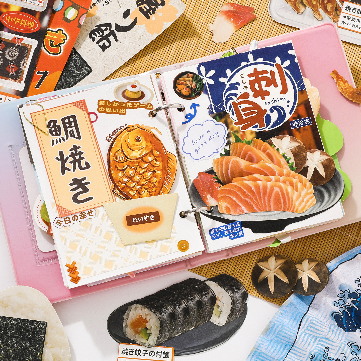 Xinmo Fun Stand Paper 3.0 Casual Food Theme Fun Handcard Material Mensaje Base bricolaje Bloc de notas