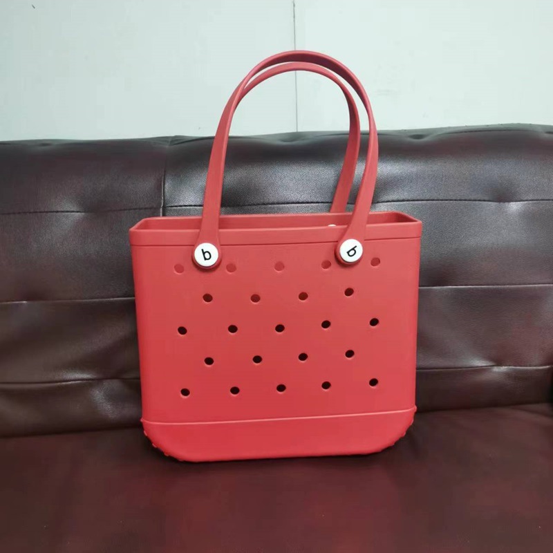 En stock EVA bolsa de playa moda al aire libre impresión agujero bolso de almacenamiento bolsa grande de las mujeres cesta Satchel