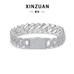 European and American Popular S925 Sterling Silver Double-Row Moissanite Cuban Chain Hip-Hop Jewelry High-End Fashion Bracelet