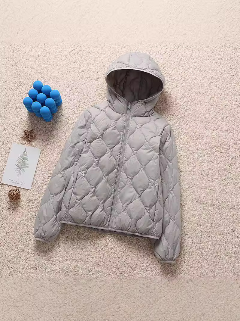 2025 otoño y invierno chaqueta corta encapuchada ligera de plumón mujer casual versátil vestido pequeño chaqueta delgada de moda