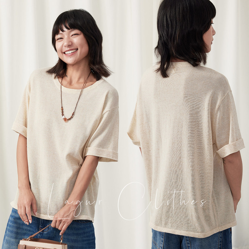 Japanese-Style Artistic Casual Wear~Linen Short-Sleeve Solid Color Slimming Loose Simple Top Breathable Summer T-Shirt for Women Japanese-Style Artistic Casual Wear~Linen Short-Sleeve Solid Color Slimming Loose Simple Top Breathable Summer T-Shirt for Women