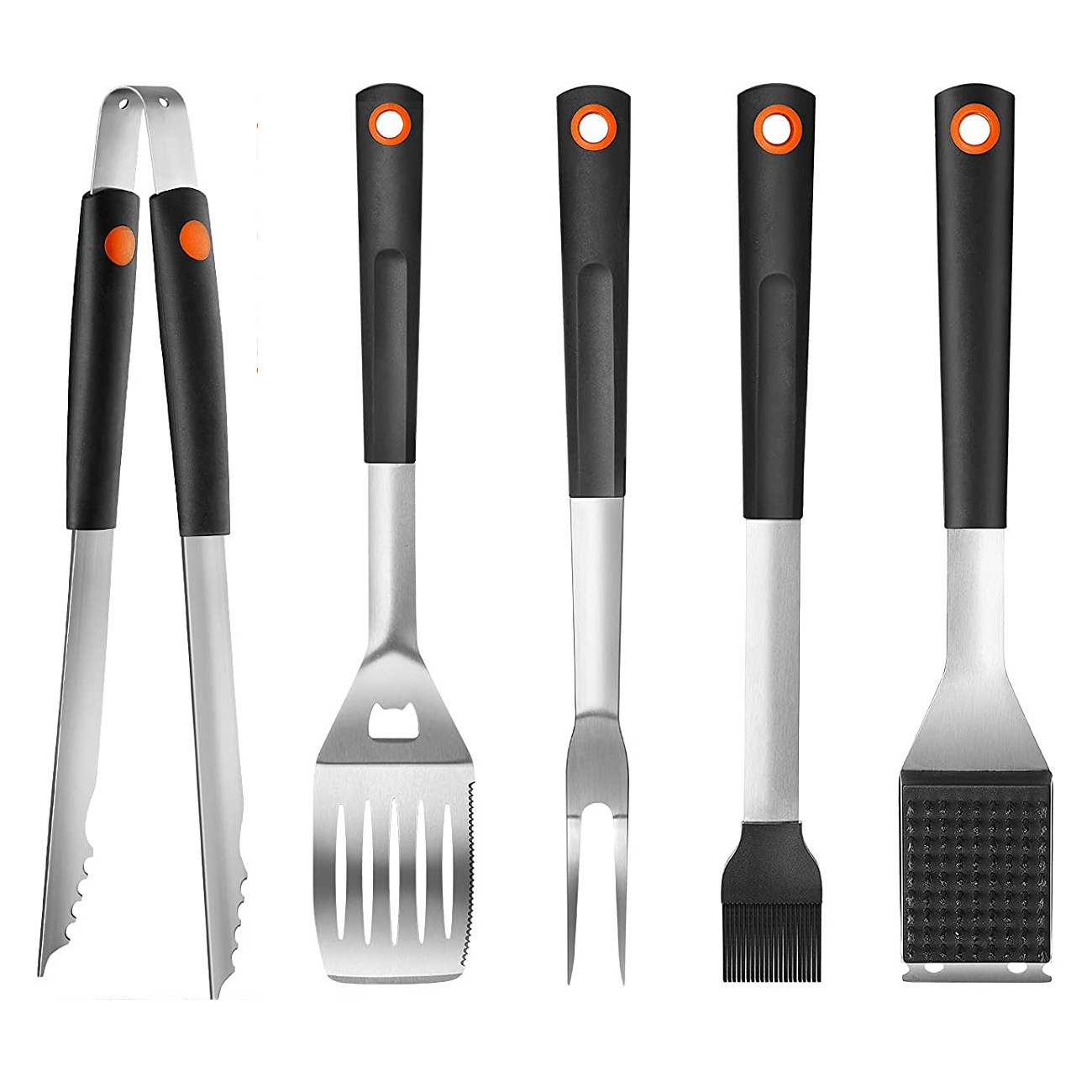 Exportación Amazon utensilios de barbacoa de acero inoxidable traje barbacoa accesorios deslizamiento anti-Pala tenedor clip cepillo barbacoa herramientas