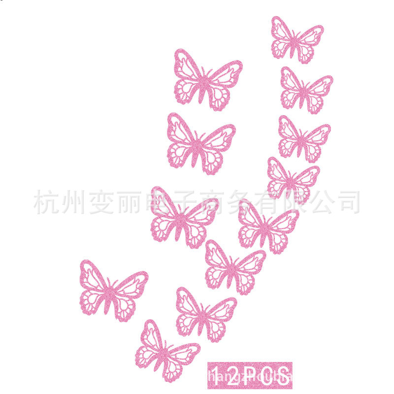 Mariposa brillo 3D pegatinas de pared sala de estar dormitorio autoadhesivo refrigerador decoración creativa pared de la habitación de los niños