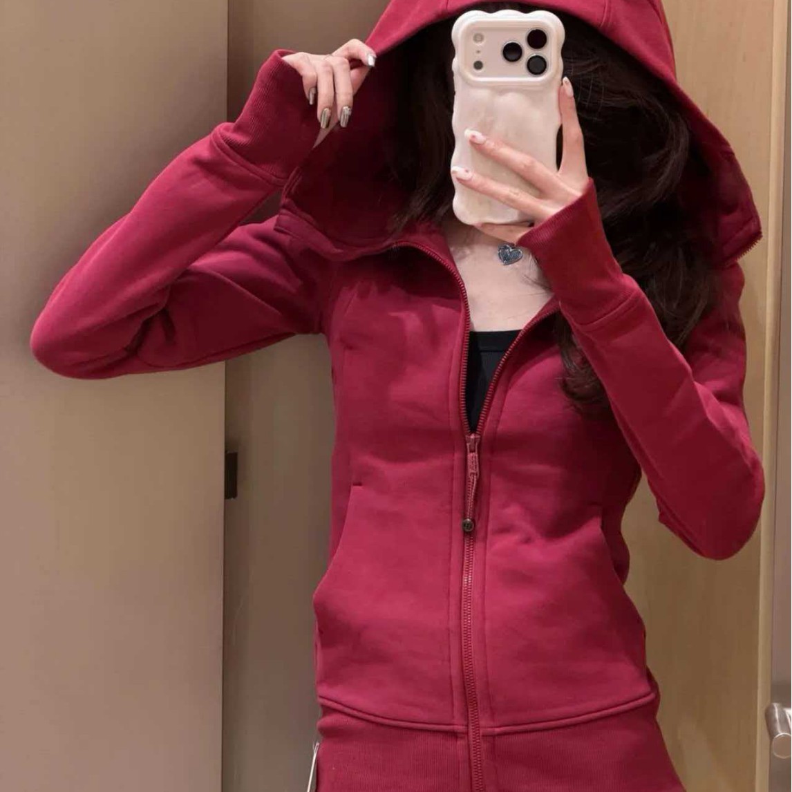 Lu's Scuba Slim-Fit Warm Hooded Jacket for Women, Outdoor Fitness Sweatshirt, Yoga Wear, Soft Sportswear