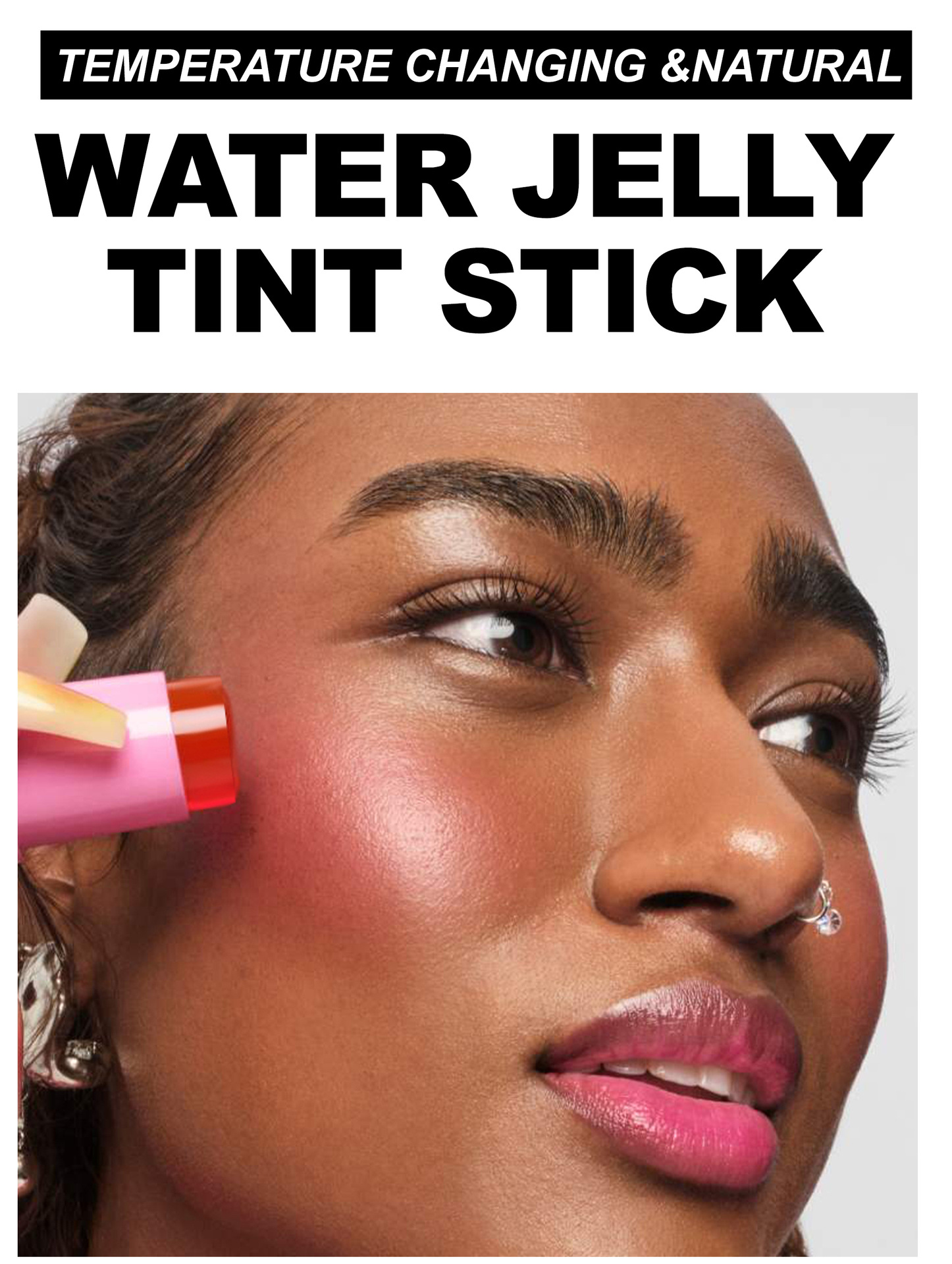 Cross-border Jelly Blush Stick handaiyan Solid Blush High-gloss Contouring Multi-Purpose Cream Matte Thermochromic Blush Cream Specification drawing