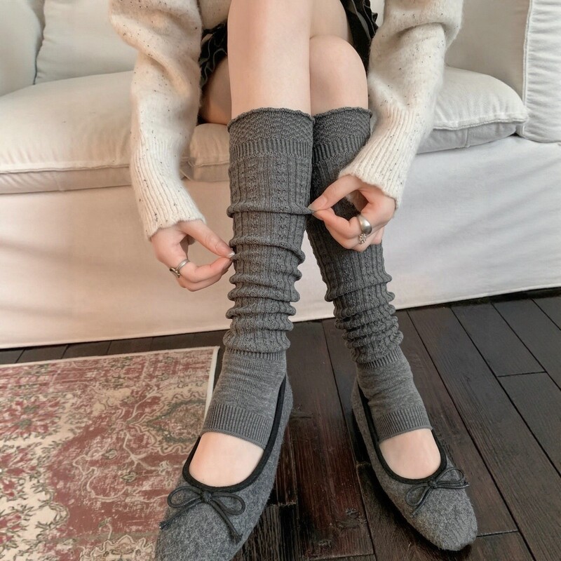 Korean-style retro twisted half-sock leg warmers for women, autumn and winter, high cotton, hollow vertical pattern, versatile, same style as on Xiaohongshu Korean-style retro twisted half-sock leg warmers for women, autumn and winter, high cotton, hollow vertical pattern, versatile, same style as on Xiaohongshu