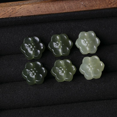 Zərgərlik ara hissələri: Jade Lion Pendant Spacer - 11-natural-hetian-jade-peach-blossom