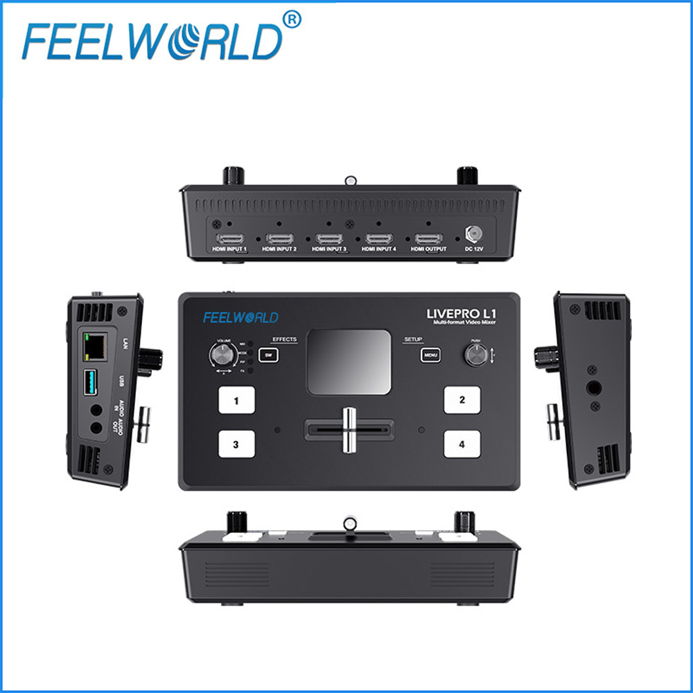 Fuweide LIVEPRO L1 V1 Switcher de cuatro vías multi-Dispositivo de producción en vivo USB3.0 Transmisión de medios de transmisión en vivo