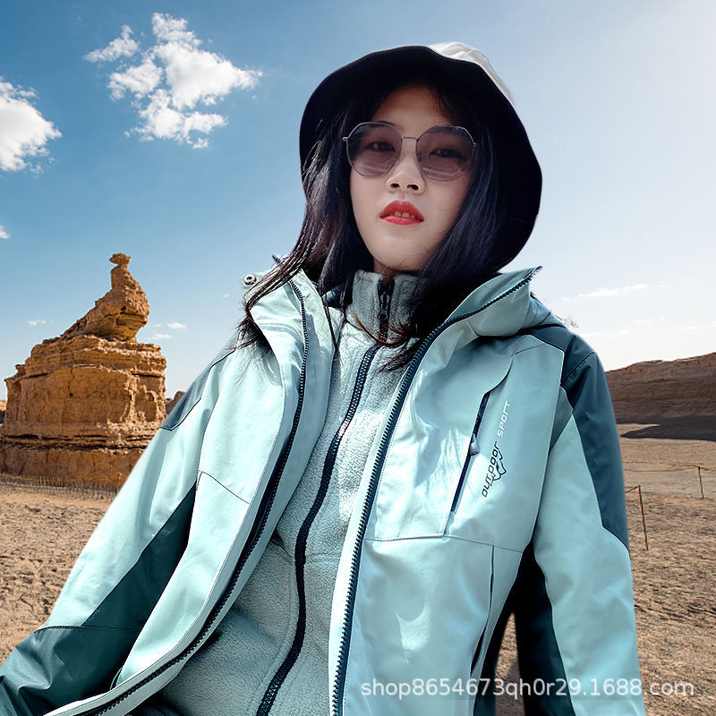 水貂绒冲锋衣女新款三合一两件套防水防风滑雪钓鱼服西藏登山服男