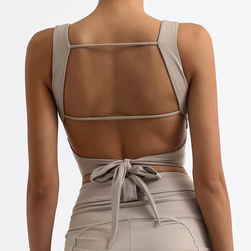 Comercio exterior transfronterizo Amazon deportes fitness chaleco belleza espalda alta elástica de secado rápido con almohadilla en el pecho nude yoga Sling top