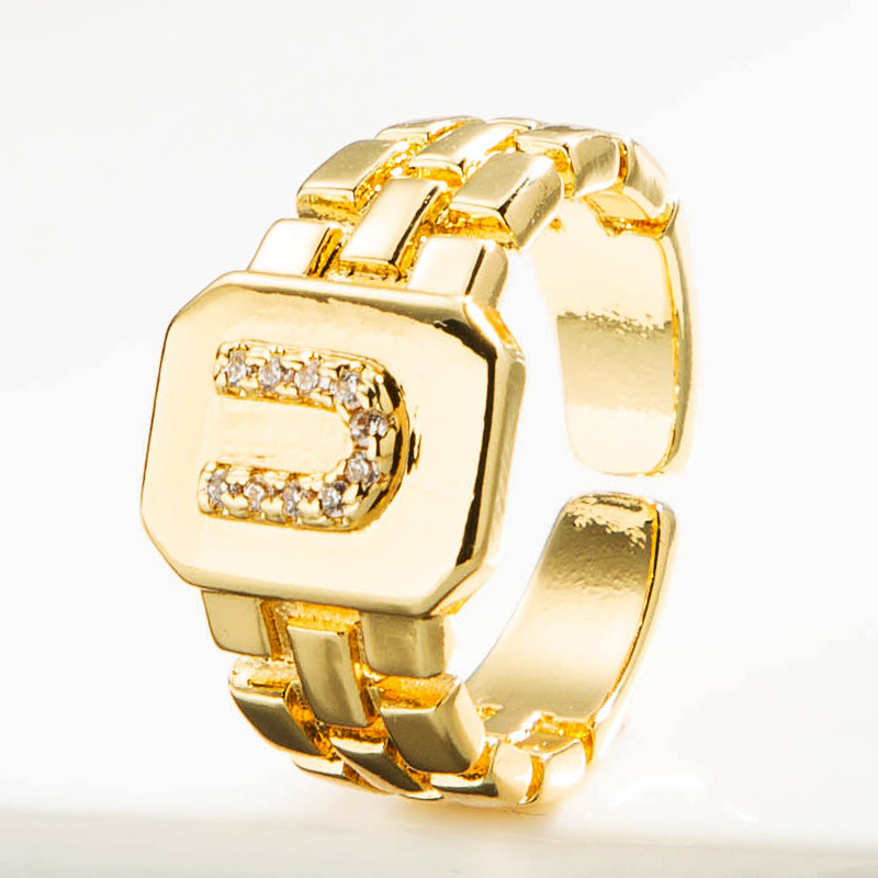 Grohandel RetroArmband 26 englischer Buchstabe Kupfer vergoldeter Ring Nihaojewelrypicture16