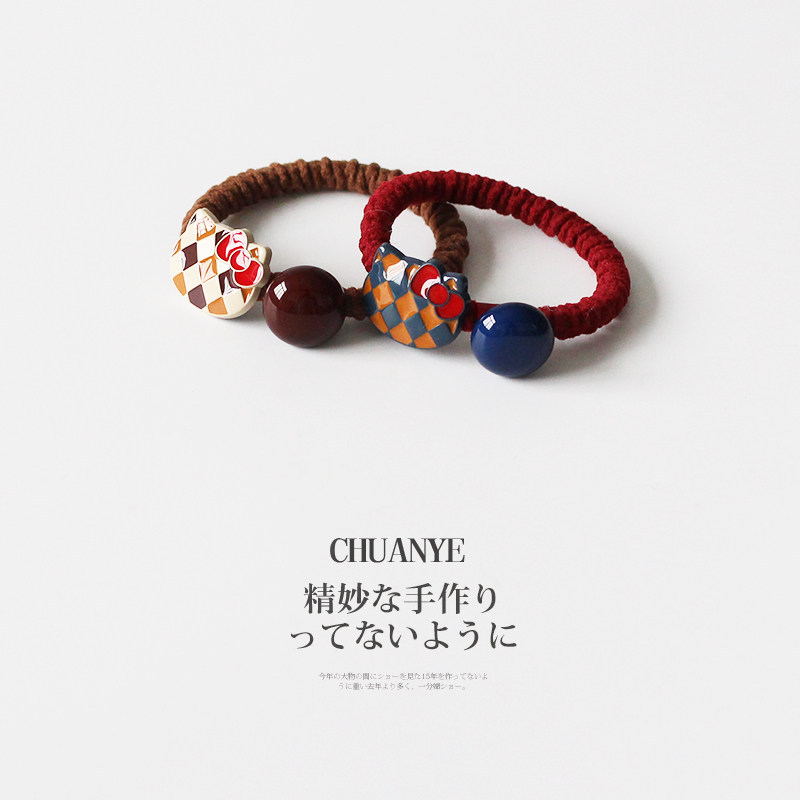2026 French-Style Plaid Bow Tie Cat Head Small Hair Tie New Sweet and Cute High Elasticity Durable Hair Rope Hair Accessory