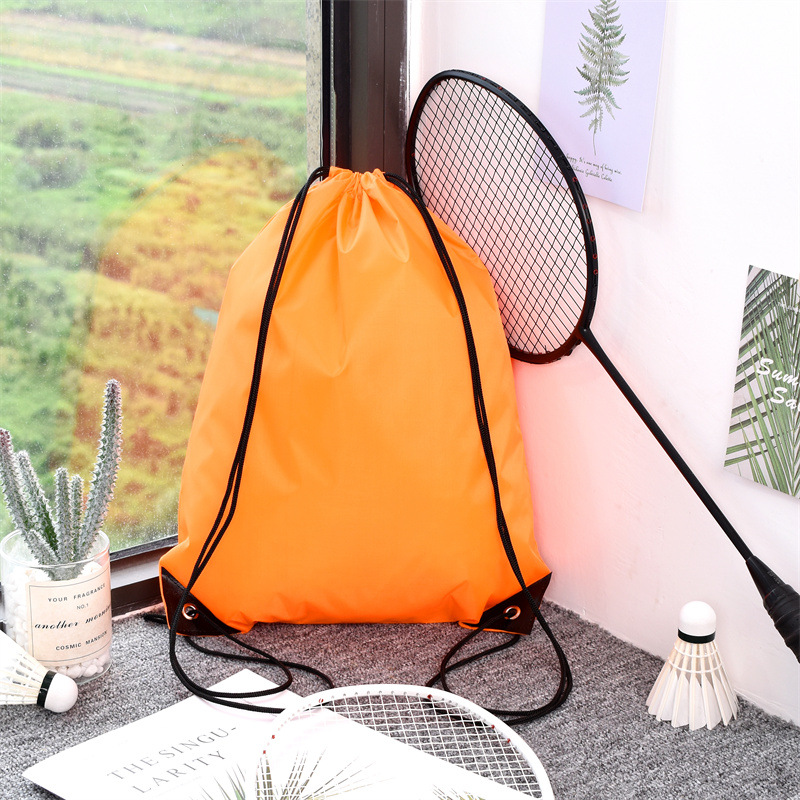 210d bolsa de cordón de poliéster Oxford mochila de cordón de tela en stock bolsa de publicidad de entrenamiento para estudiantes impresión personalizada