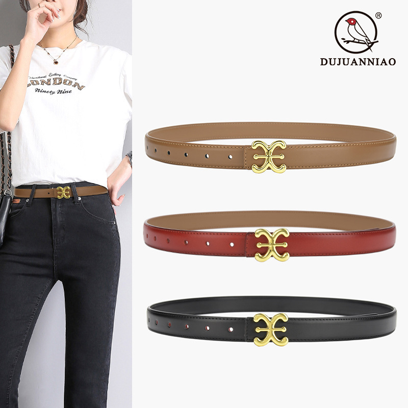 New Women's Fashion Versatile Decorative Shirt and Jeans Belt, Genuine Leather Belt 2.3cm Wholesale